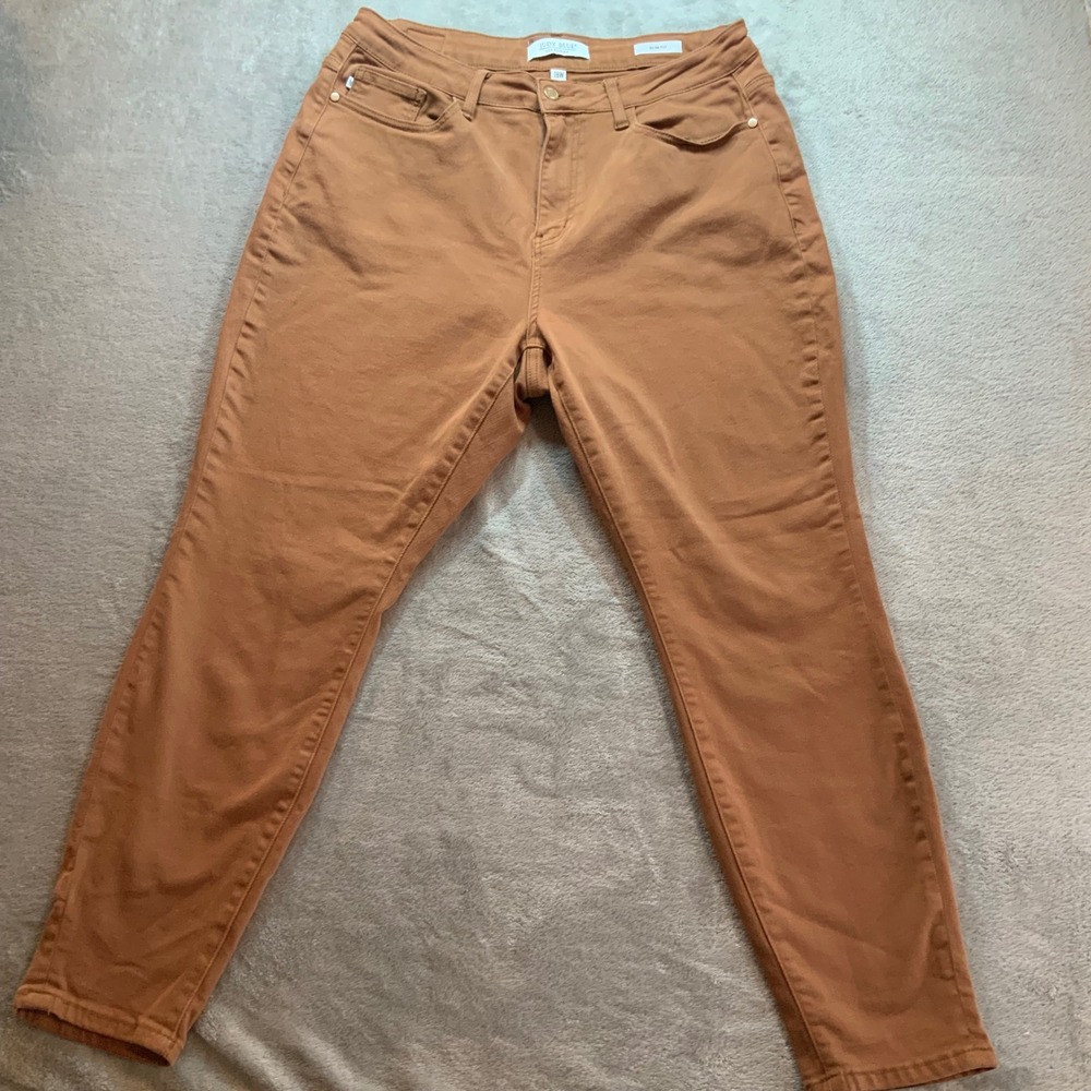 Judy Blue Slim Fit Jeans Brown High Rise Stretch Denim Pants 16W Camel